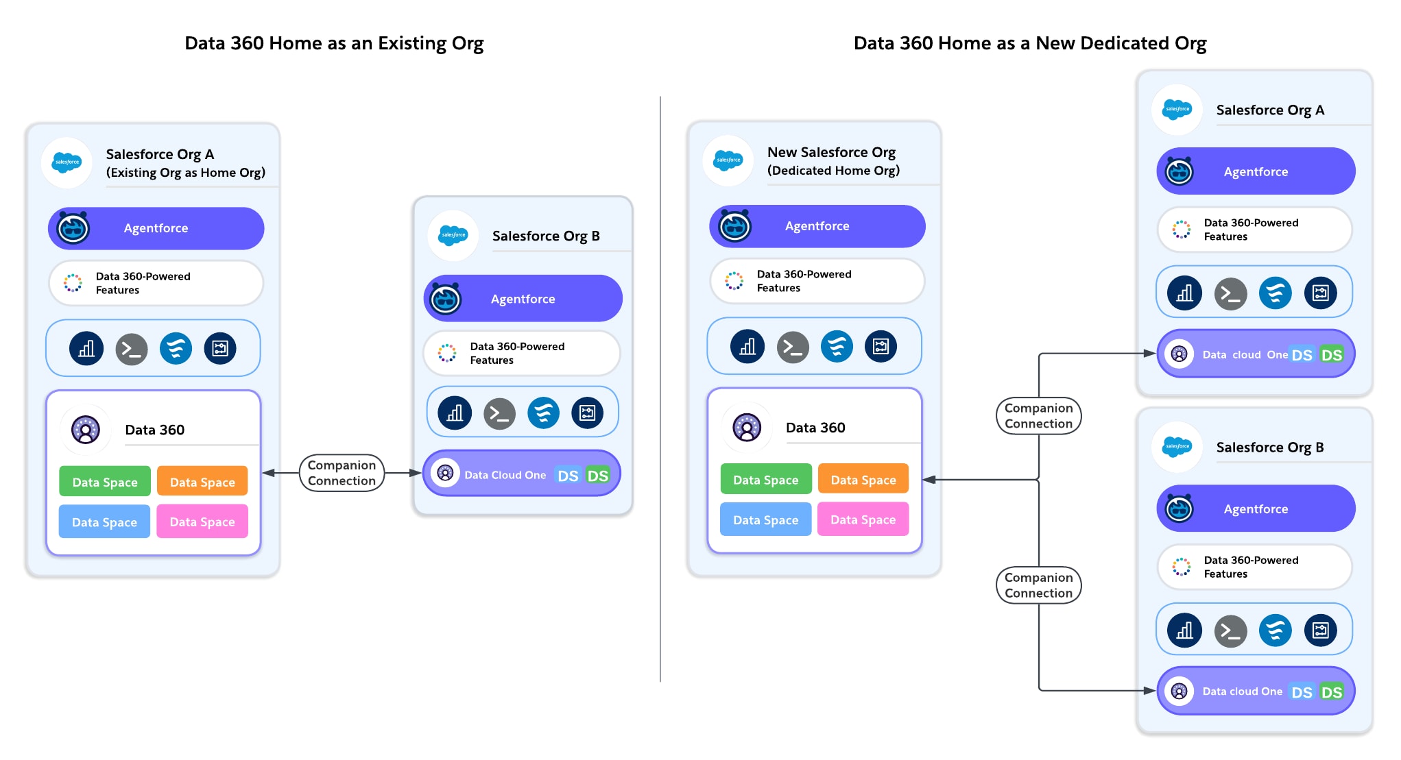 Decision diagram showing existing org vs new org as home org